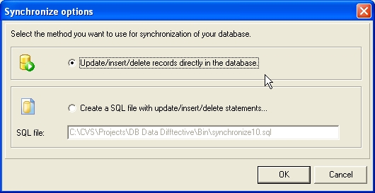 Synchronize to database directly or generate a synchronization script
